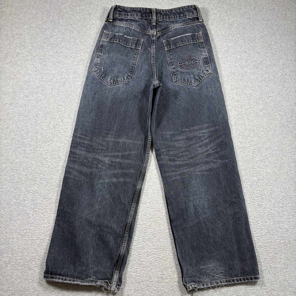 BDG Urban Outfitters Baggy Wide Leg Jeans Women 24 Black Washed Y2K Skater 26x29
